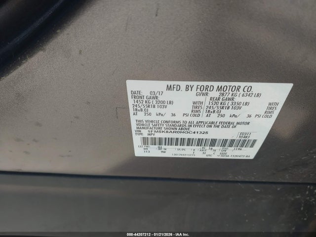 Aukcja sprzedaży 2017 Ford Utility Police Interceptor, vin: 1FM5K8AR0HGC41325, numer aukcji: 44207212