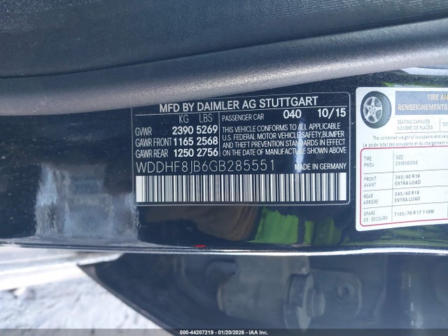 44207219 :رقم المزاد ، WDDHF8JB6GB285551 vin ، 2016 Mercedes-benz E 350 4matic مزاد بيع