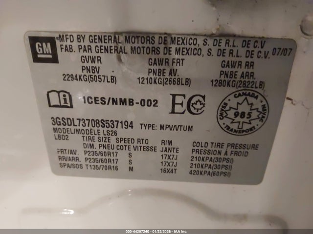 2008 SATURN VUE 3GSDL73708S537194 Photo 8