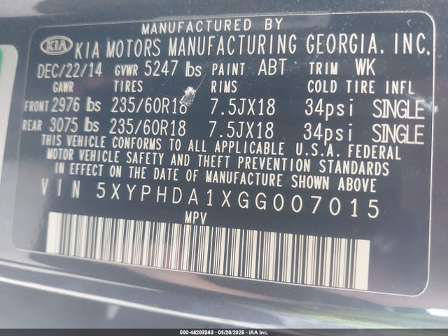KIA Sorento 2.0t Ex 2016 5XYPHDA1XGG007015 Image 9