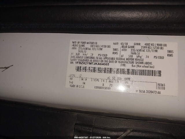 1FBZX2YM7JKA64665 Ford Transit-350 Xl