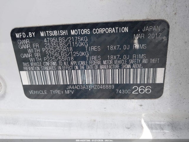 2017 MITSUBISHI OUTLANDER JA4AD3A3XHZ046889 Photo 8