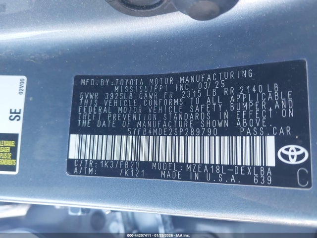 Toyota COROLLA LE 2025 5YFB4MDE2SP289790 Image 9