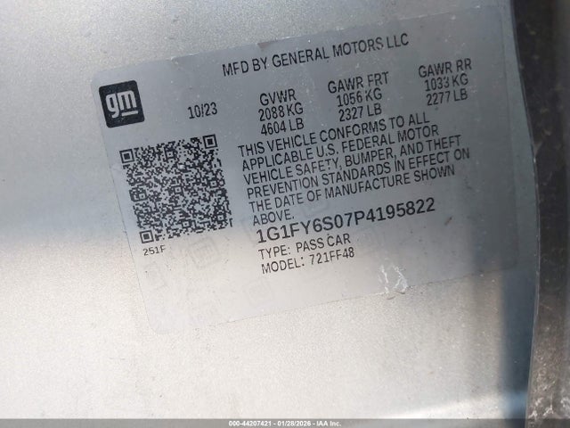 1G1FY6S07P4195822 Chevrolet Bolt Euv Fwd Lt