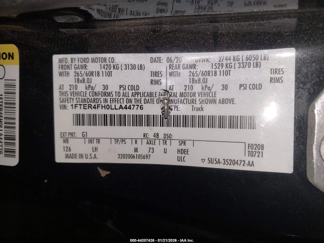 2020 FORD RANGER 1FTER4FH0LLA44776 Photo 8