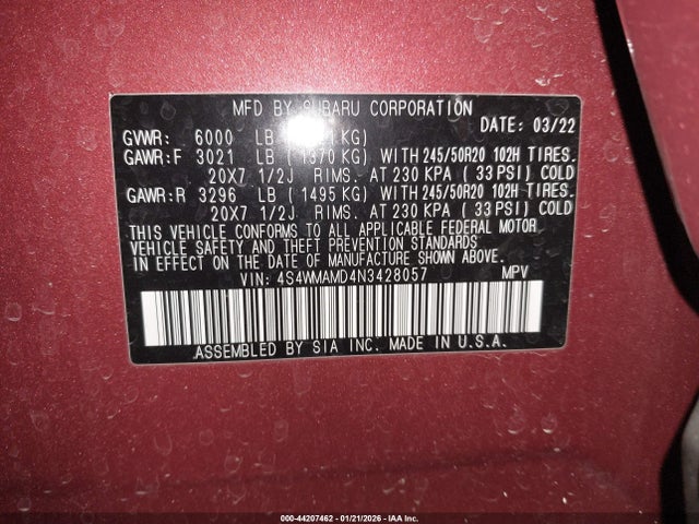2022 SUBARU ASCENT 4S4WMAMD4N3428057 Photo 8
