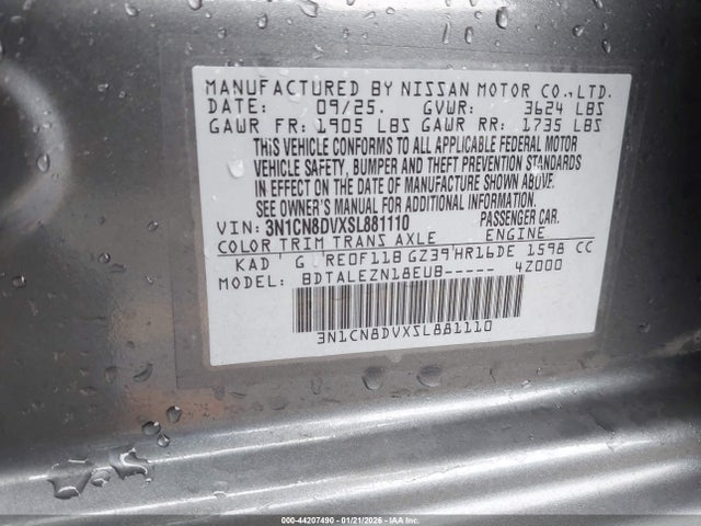 Nissan Versa 1.6 S 2025 3N1CN8DVXSL881110 Image 9