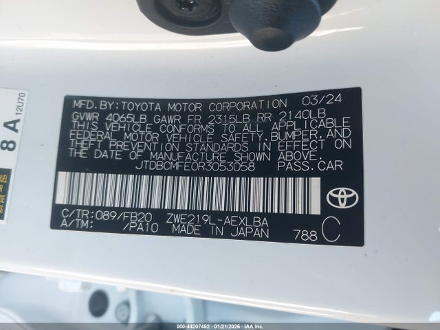 JTDBCMFE0R3053058 Toyota Corolla Hybrid Le
