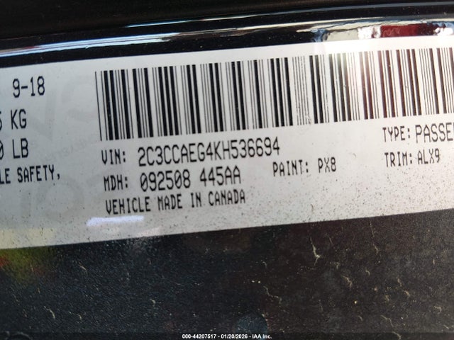 2019 Chrysler 300 Limited მანქანა იყიდება აუქციონზე, vin: 2C3CCAEG4KH536694, აუქციონის ნომერი: 44207517