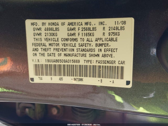 Aukcja sprzedaży 2009 Acura Tl 3.5, vin: 19UUA86509A015669, numer aukcji: 44207558