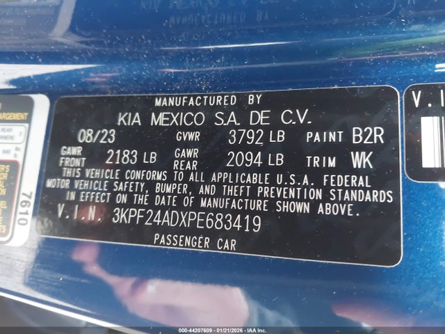 3KPF24ADXPE683419 KIA Forte Lxs