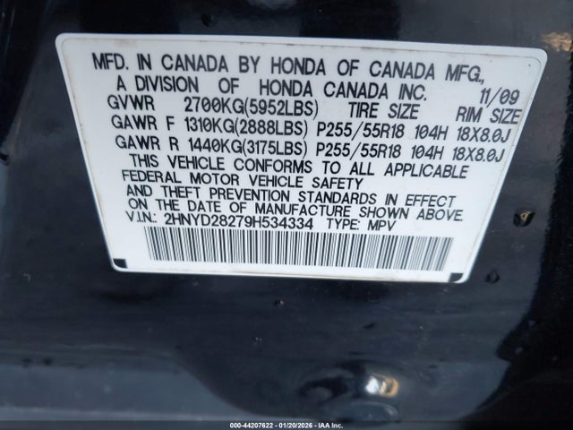 2009 ACURA MDX 2HNYD28279H534334 Photo 8
