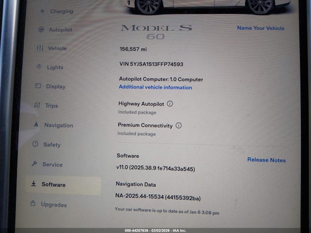 2015 TESLA MODEL S 5YJSA1S13FFP74593 Photo 6