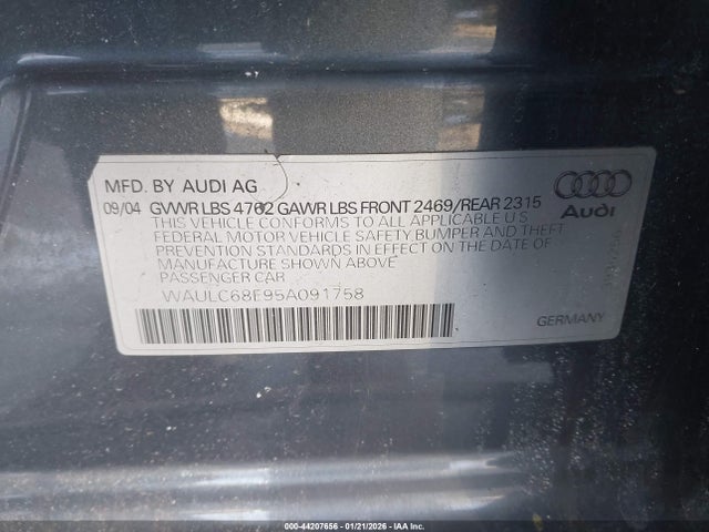 2005 AUDI A4 WAULC68E95A091758 Photo 8