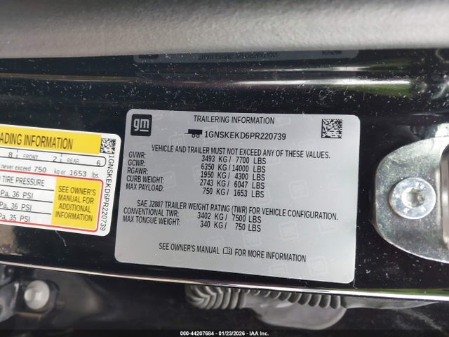 1GNSKEKD6PR220739 Chevrolet Suburban 4wd Rst