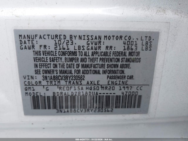 3N1AB8CV3RY230562 Nissan Sentra Sv Xtronic Cvt