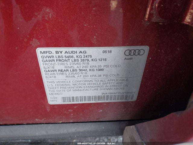 2018 AUDI Q5 WA1BNAFY0J2188421 Photo 8