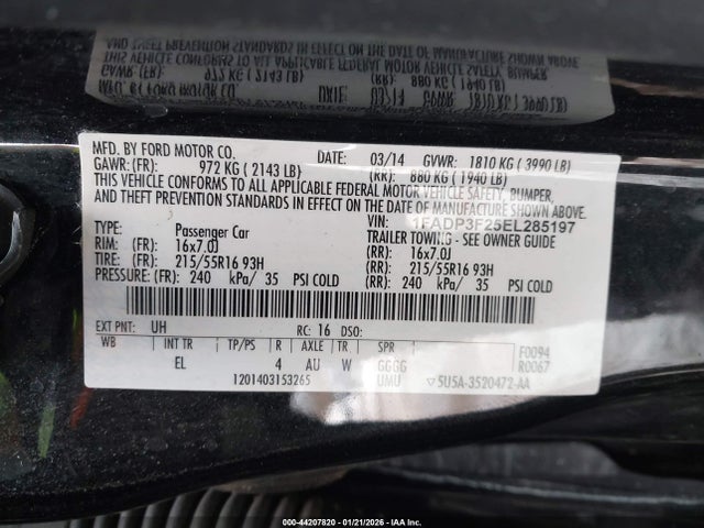 Ford FOCUS SE 2014 1FADP3F25EL285197 Image 9