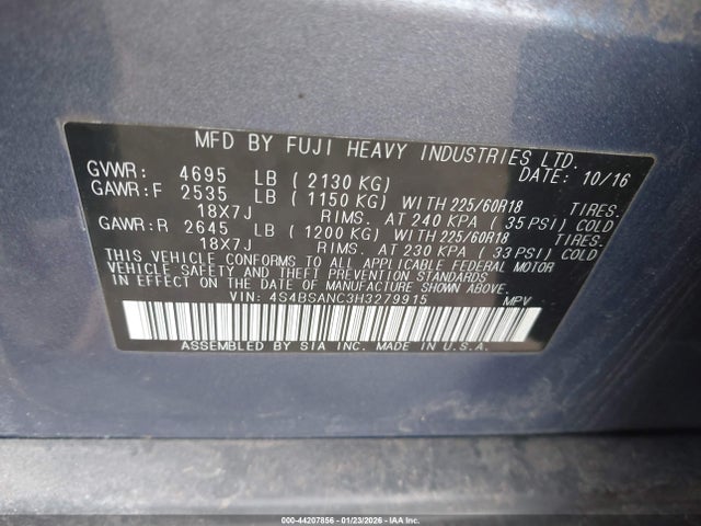 4S4BSANC3H3279915 Subaru Outback 2.5i Limited