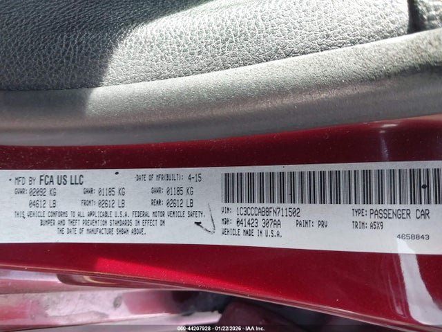 Продажа на аукционе авто 2015 Chrysler 200 Limited, vin: 1C3CCCAB8FN711502, номер лота: 44207928