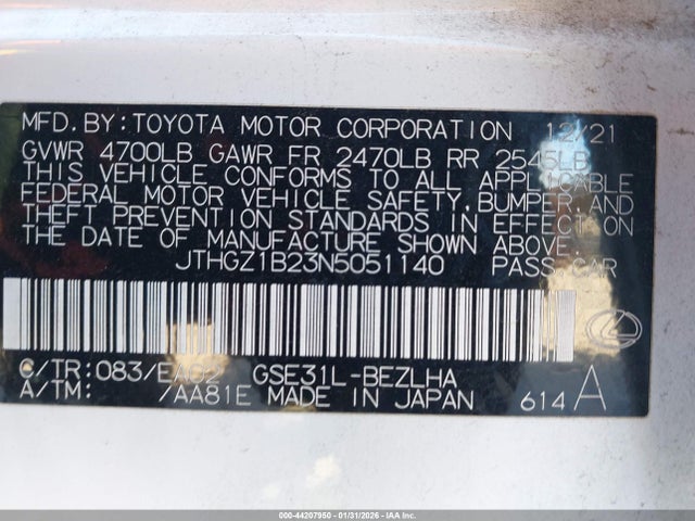 2022 LEXUS IS 350 JTHGZ1B23N5051140 Photo 8