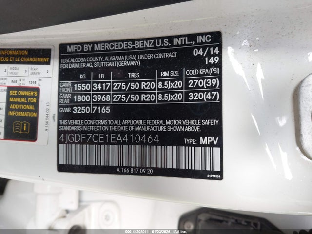 Продажа на аукционе авто 2014 Mercedes-benz Gl 450 4matic, vin: 4JGDF7CE1EA410464, номер лота: 44208011
