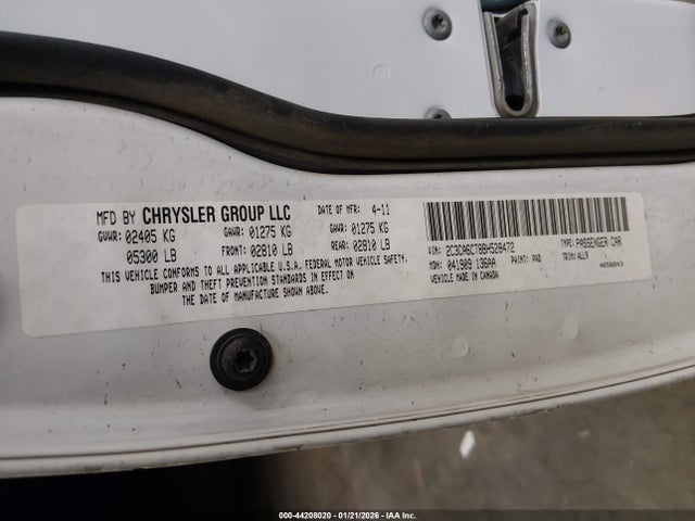 Продаж на аукціоні авто 2011 Chrysler 300c, vin: 2C3CA6CT8BH528472, номер лоту: 44208020