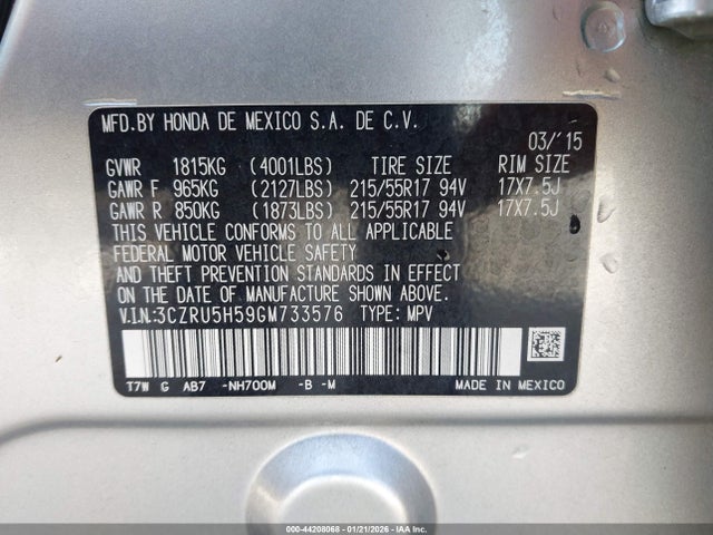 2016 HONDA HR-V 3CZRU5H59GM733576 Photo 8