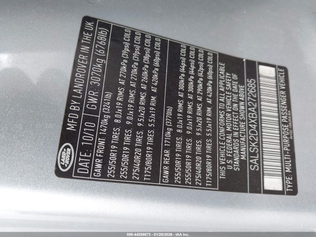 2011 LAND ROVER RANGE ROVER SPORT SALSK2D4XBA272685 Photo 8
