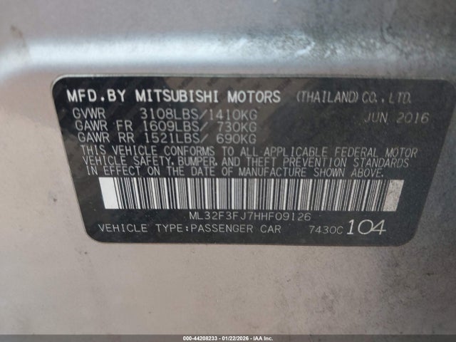 2017 MITSUBISHI MIRAGE G4 ML32F3FJ7HHF09126 Photo 8