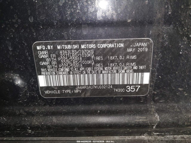 2019 MITSUBISHI OUTLANDER SPORT JA4AR3AU7KU032124 Photo 8