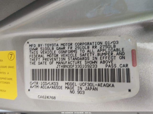 2003 LEXUS LS 430 JTHBN30F330109233 Photo 8