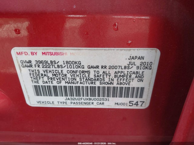 2011 MITSUBISHI LANCER JA32U2FUXBU002531 Photo 8