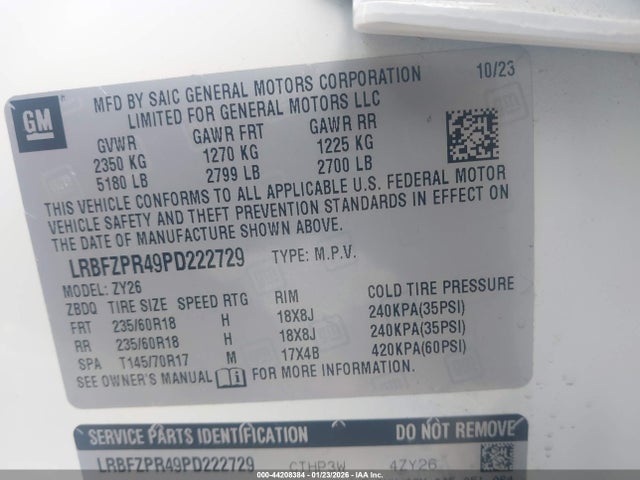 Auction sale of the 2023 Buick Envision Essence Awd, vin: LRBFZPR49PD222729, lot number: 44208384
