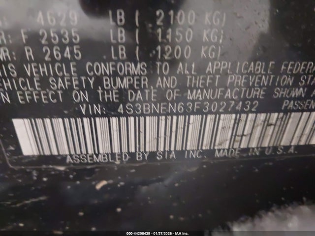 44208438 :رقم المزاد ، 4S3BNEN63F3027432 vin ، 2015 Subaru Legacy 3.6r Limited مزاد بيع
