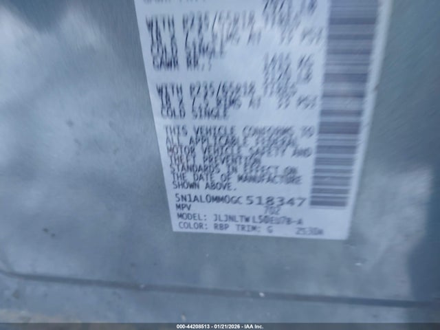 Aukcja sprzedaży 2016 Infiniti Qx60, vin: 5N1AL0MM0GC518347, numer aukcji: 44208513
