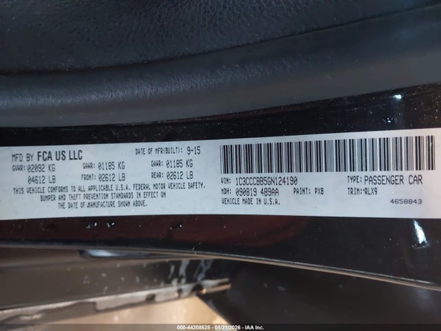 2016 Chrysler 200 S მანქანა იყიდება აუქციონზე, vin: 1C3CCCBB5GN124190, აუქციონის ნომერი: 44208525