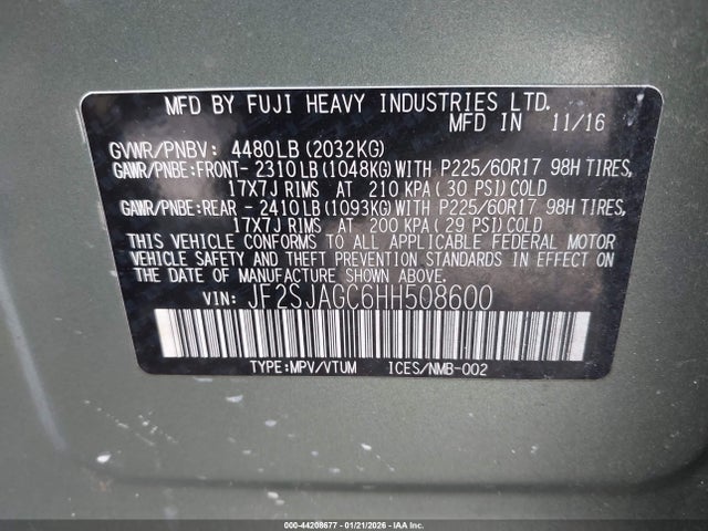 Subaru Forester 2.5i Premium 2017 JF2SJAGC6HH508600 Image 9