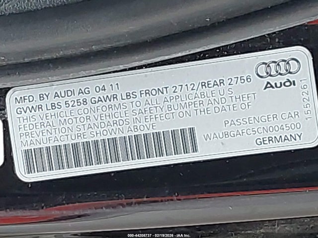 2012 AUDI A6 WAUBGAFC5CN004500 Photo 8