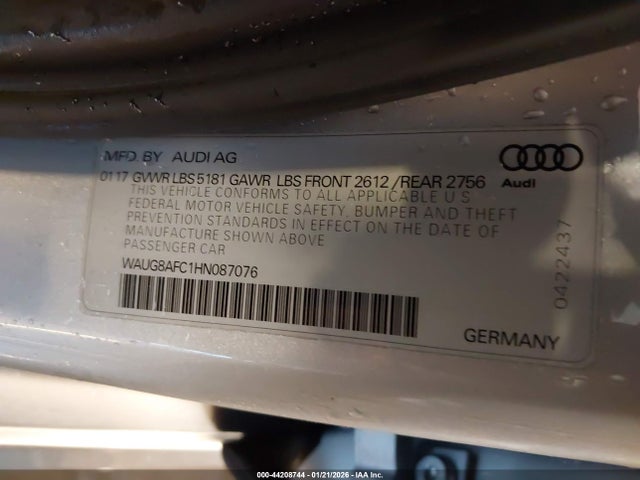 Продажа на аукционе авто 2017 Audi A6 2.0t Premium, vin: WAUG8AFC1HN087076, номер лота: 44208744
