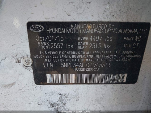 Hyundai Sonata Sport 2016 5NPE34AF7GH315513 Image 9