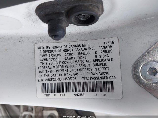 Honda CIVIC EX 2017 2HGFC2F80HH506706 Image 9