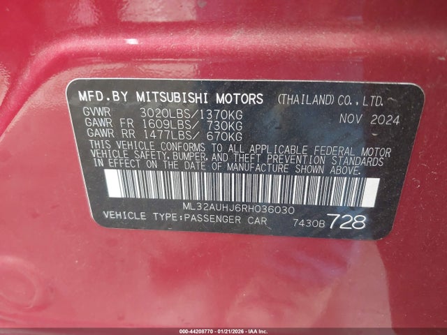 2024 MITSUBISHI MIRAGE ML32AUHJ6RH036030 Photo 8