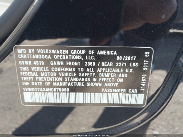 1VWDT7A34HC079089 Volkswagen Passat 1.8t R-line