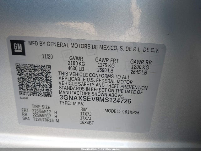 3GNAXSEV9MS124726 Chevrolet Equinox Awd Ls