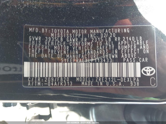 5YFEPRAEXLP113433 Toyota COROLLA LE