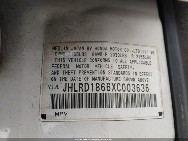 1999 HONDA CR-V JHLRD1866XC003636 Photo 8
