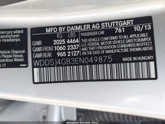 2014 Mercedes-benz Cla 250 4matic მანქანა იყიდება აუქციონზე, vin: WDDSJ4GB3EN049875, აუქციონის ნომერი: 44209144