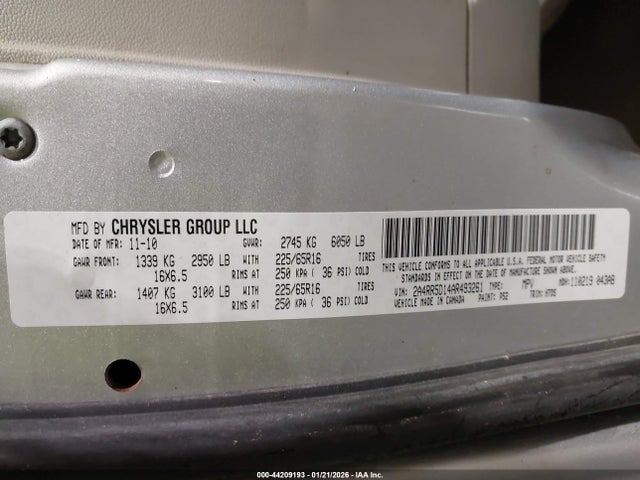 Продаж на аукціоні авто 2010 Chrysler Town & Country Touring, vin: 2A4RR5D14AR493261, номер лоту: 44209193