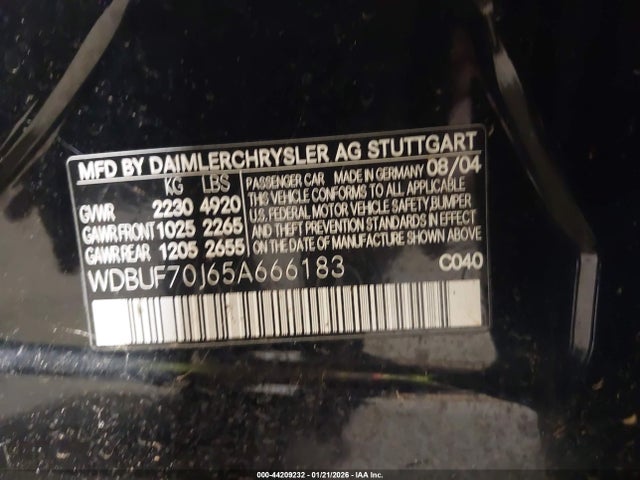 44209232 :رقم المزاد ، WDBUF70J65A666183 vin ، 2005 Mercedes-benz E 500 مزاد بيع